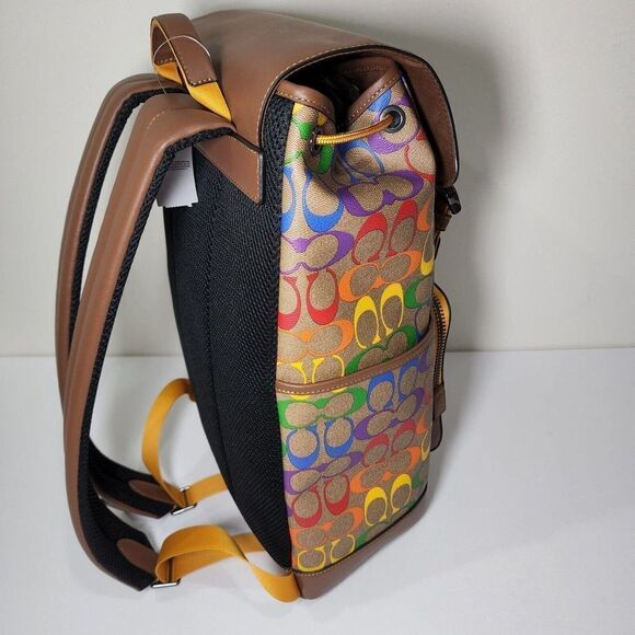 NWT Coach C9845 Men’s Track Backpack Rainbow Signature Canvas Pride - Picture 5 of 9